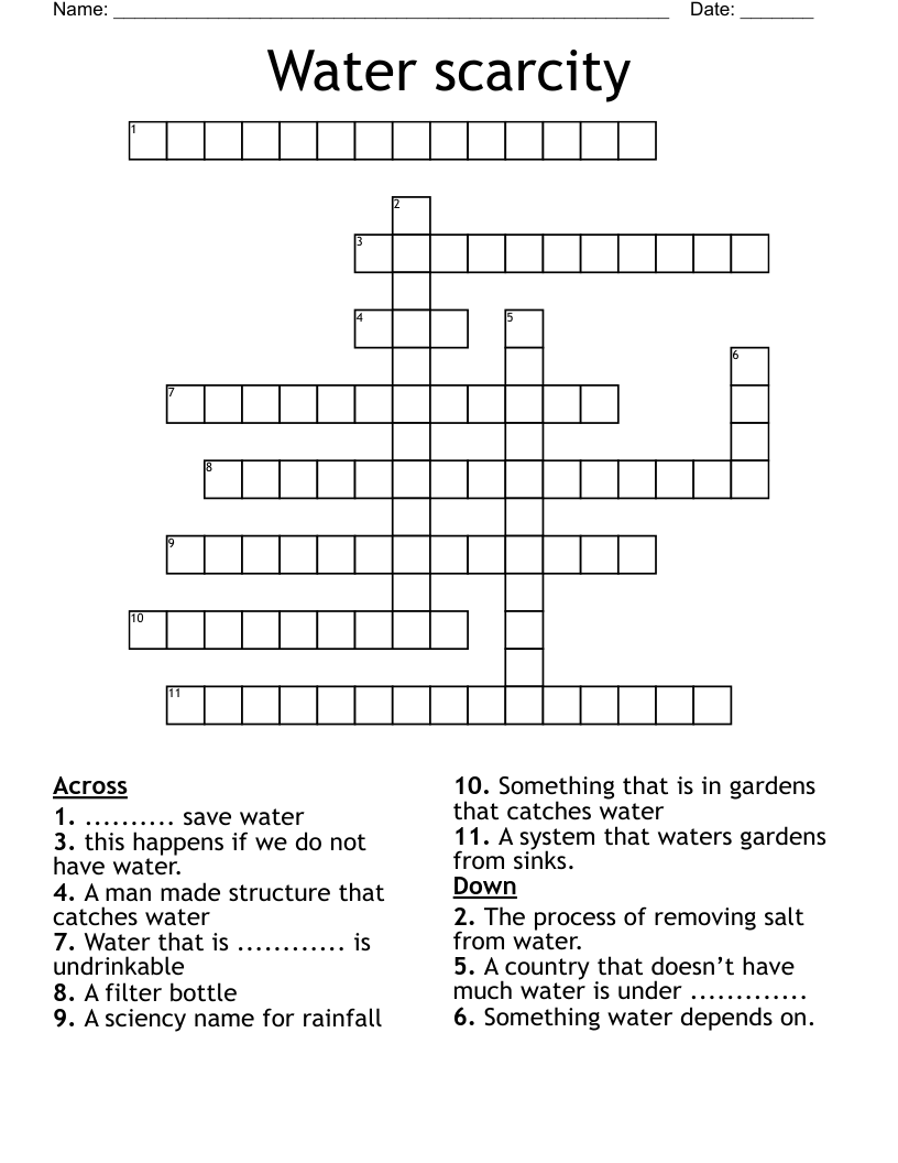 Water scarcity Crossword