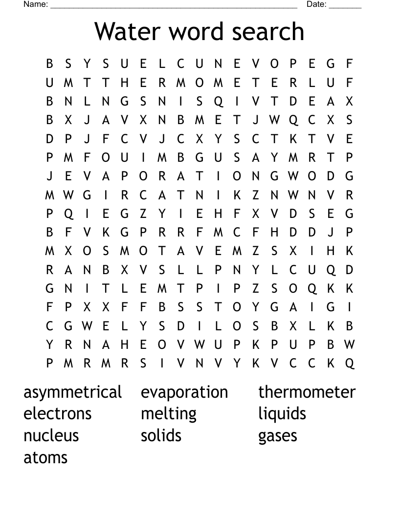 Water word search 