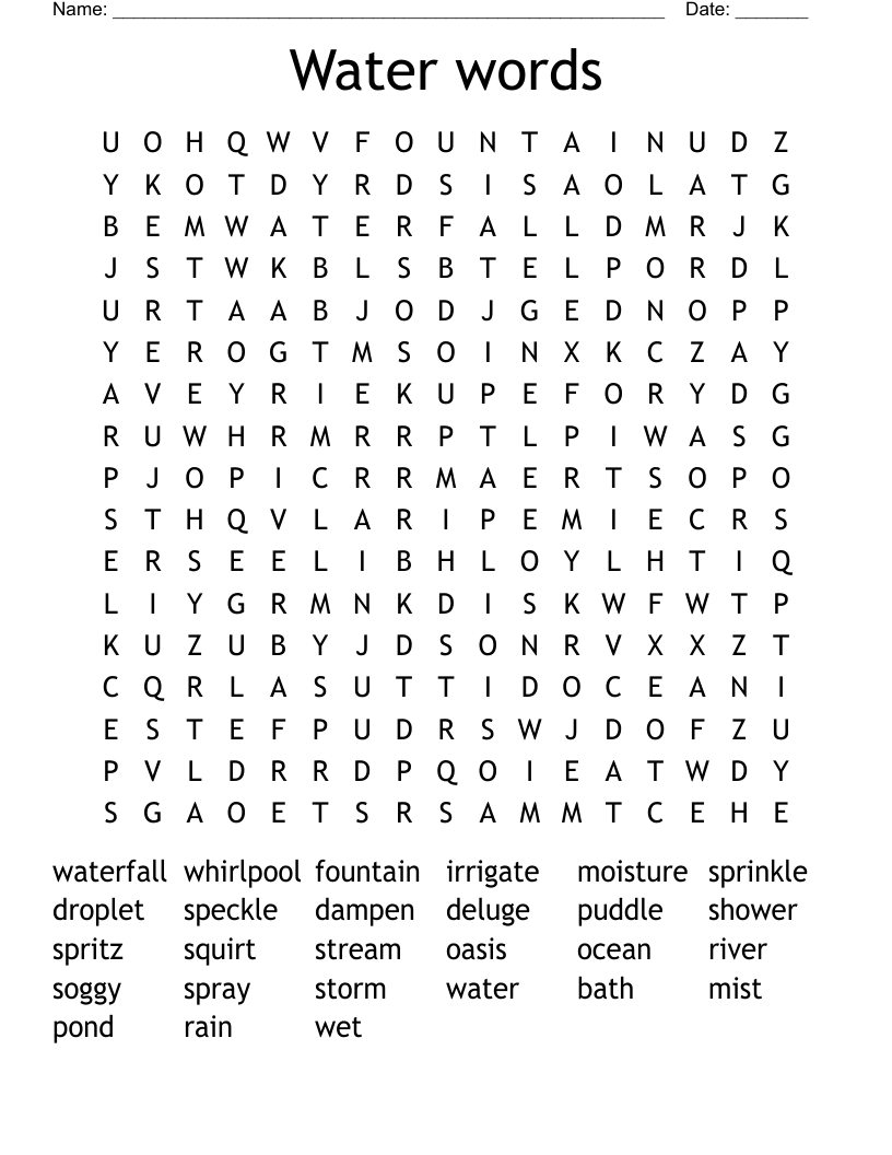 Water words Word Search