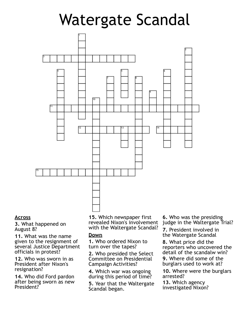 Watergate Scandal Crossword
