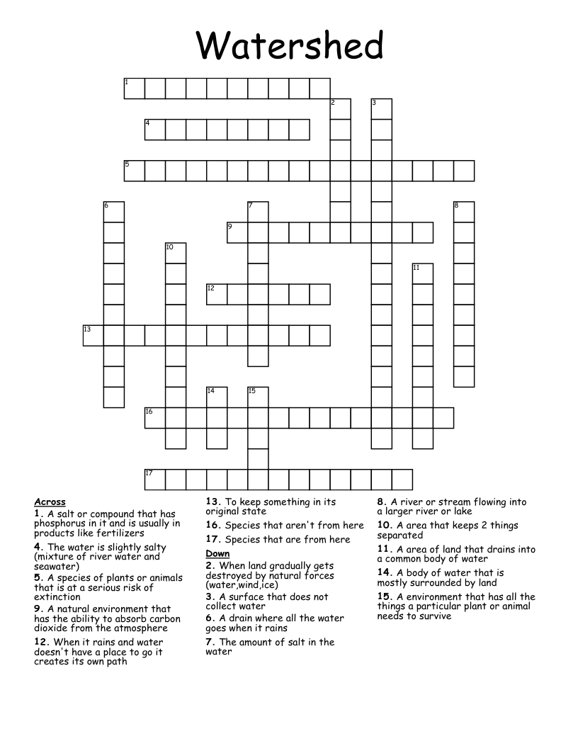 Watershed Crossword