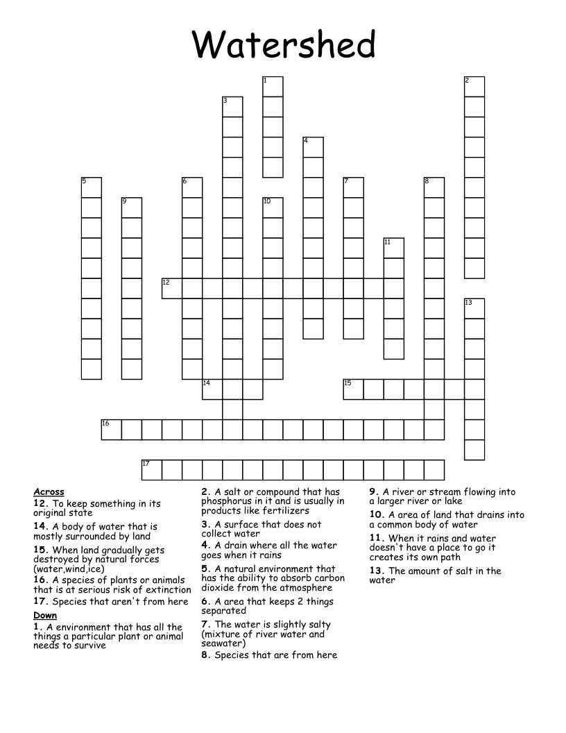 Watershed Crossword