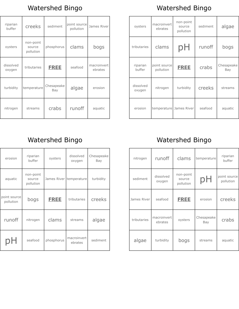 Watershed Bingo