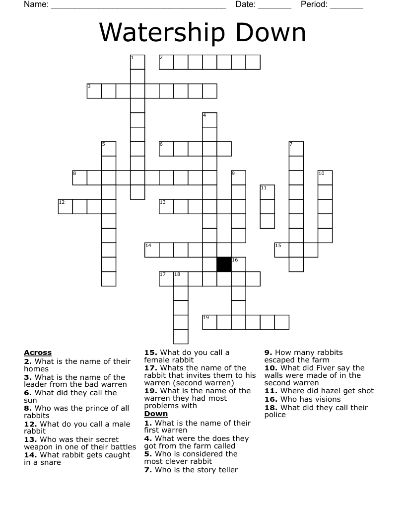 Watership Down Crossword