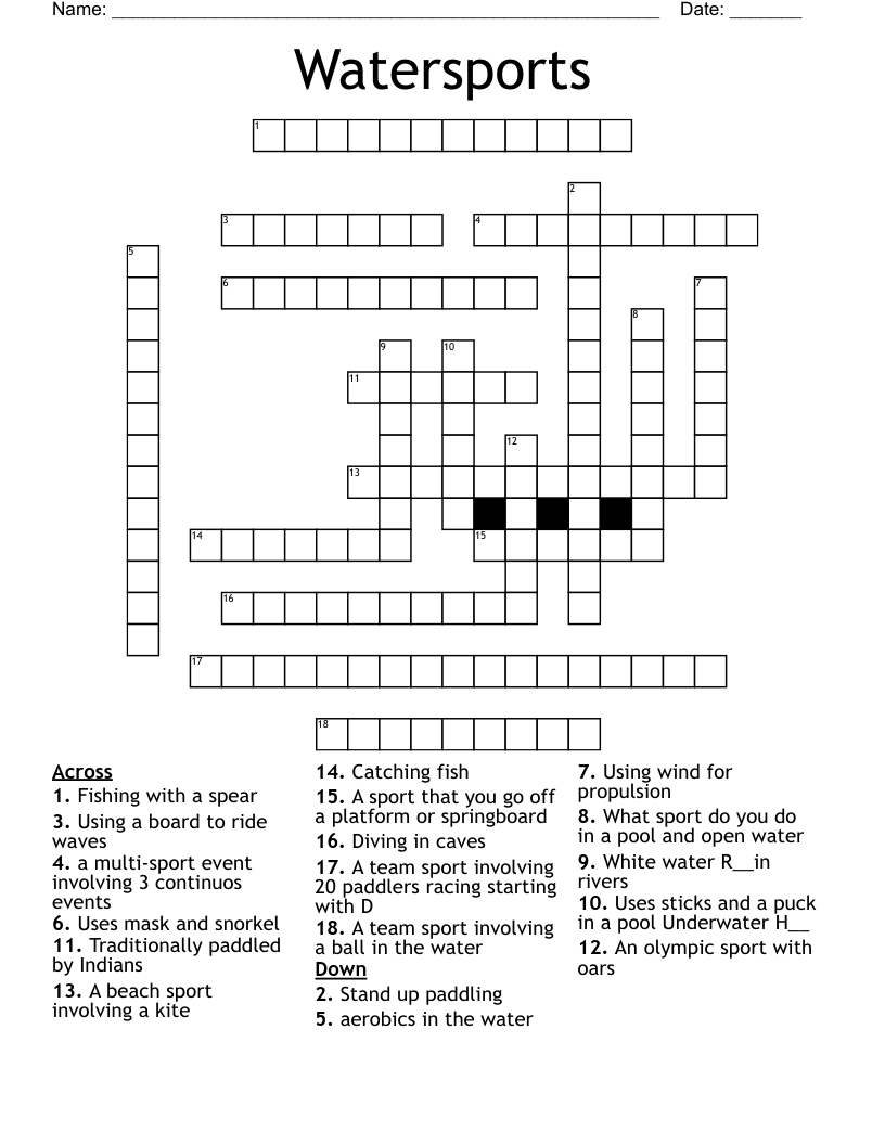 Watersports Crossword