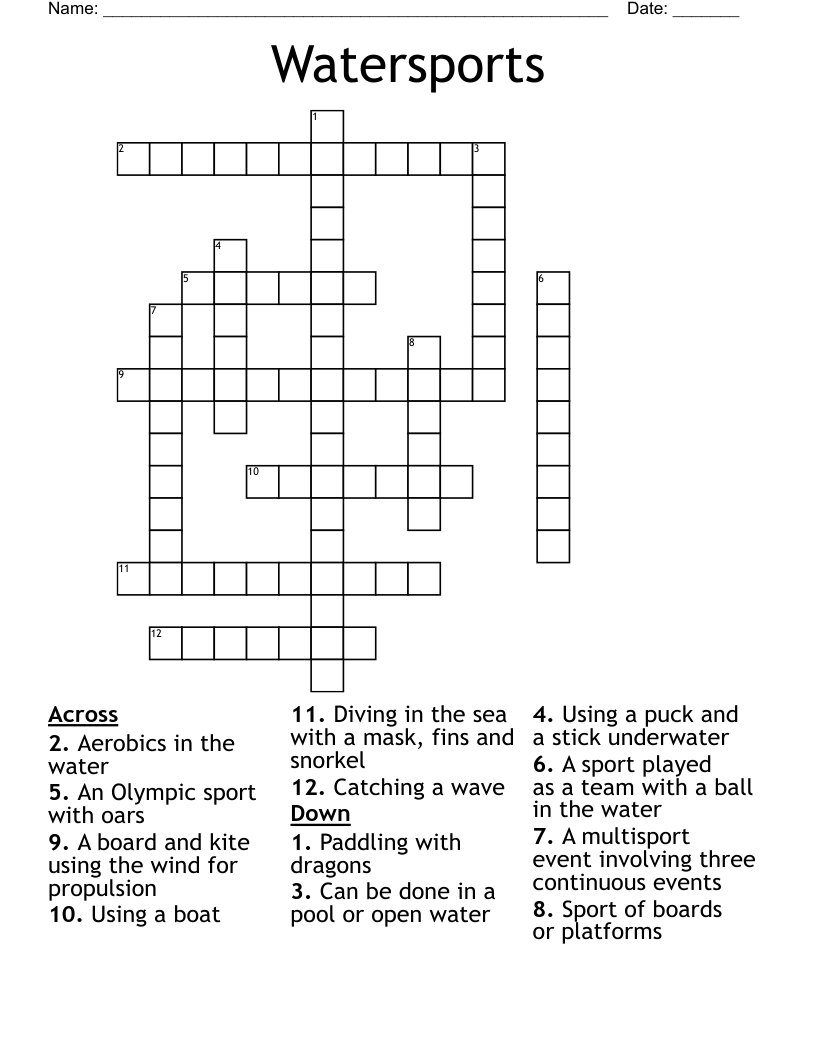 Watersports Crossword