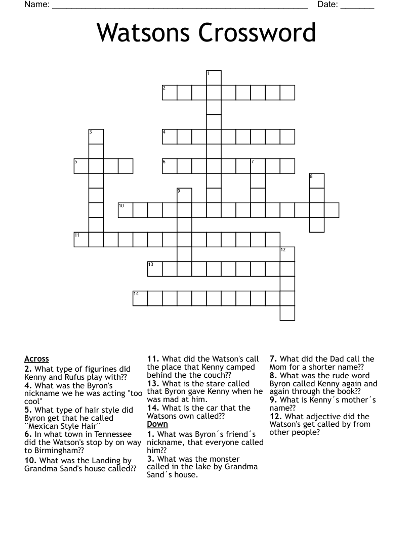 Watsons Crossword