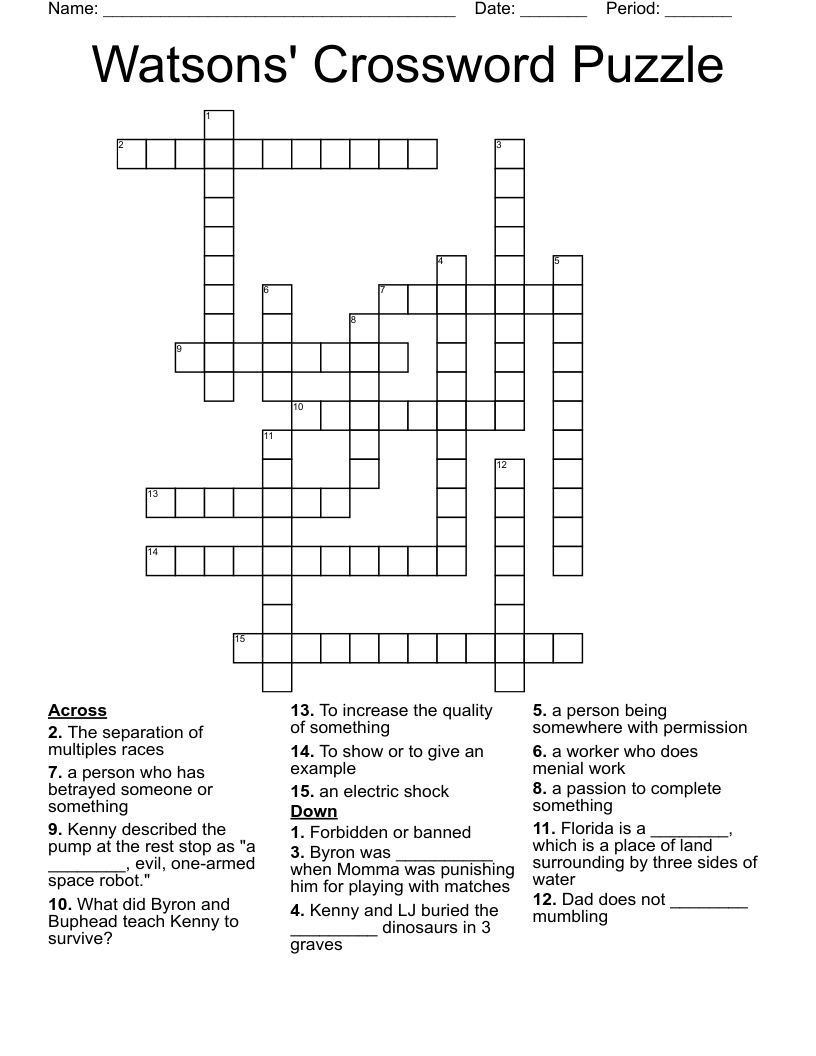 Watsons' Crossword Puzzle 