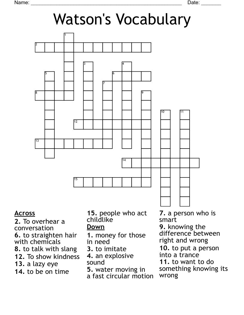 Watson's Vocabulary Crossword