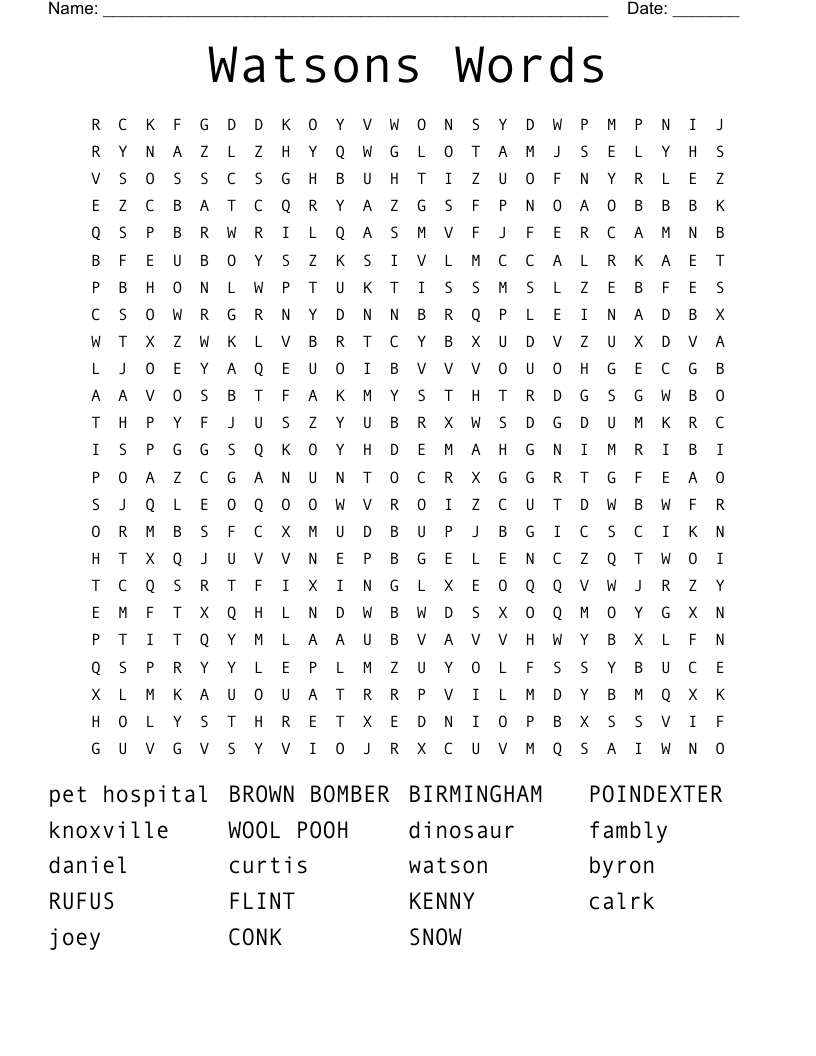 Watsons Words Word Search