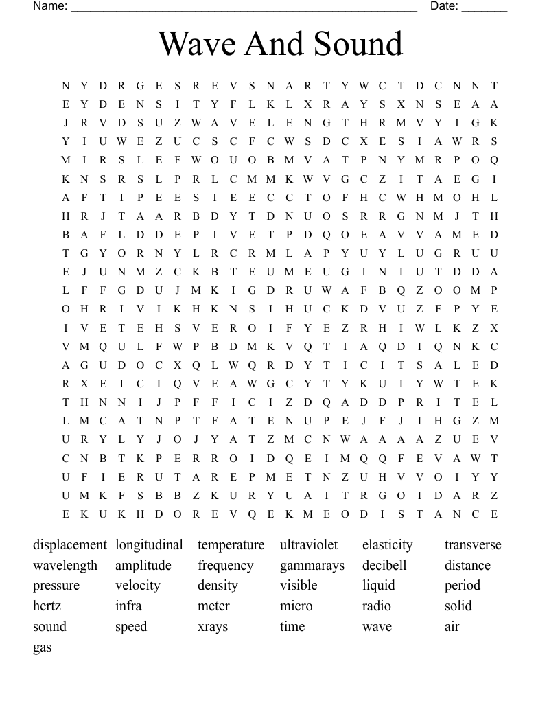 Wave And Sound  Word Search