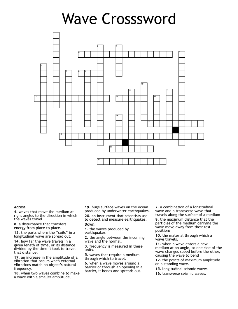 Wave Crosssword Crossword