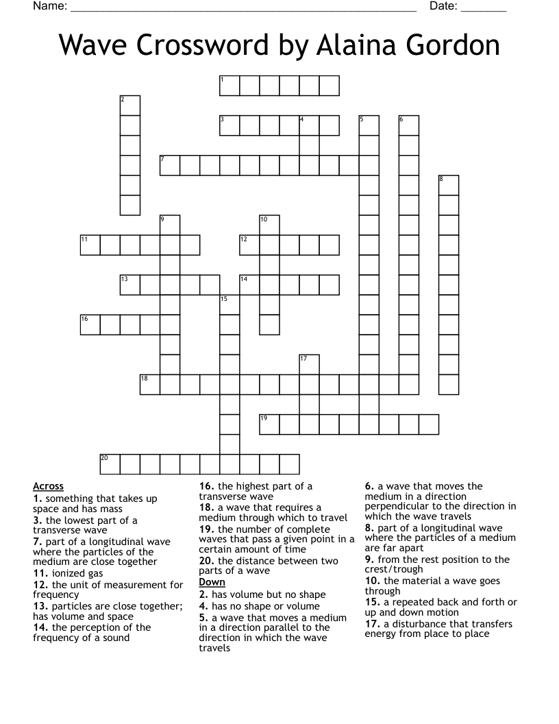 Wave Crossword by Alaina Gordon