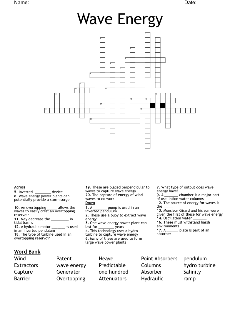 Wave Energy Crossword