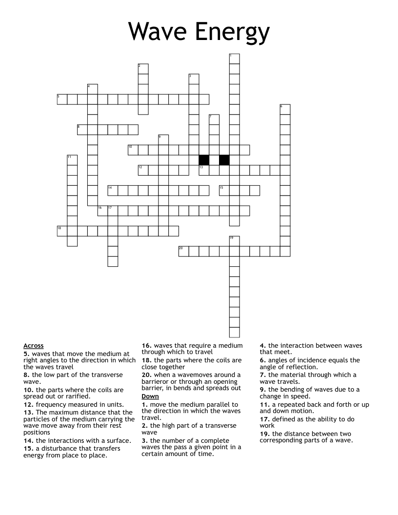 Wave Energy Crossword