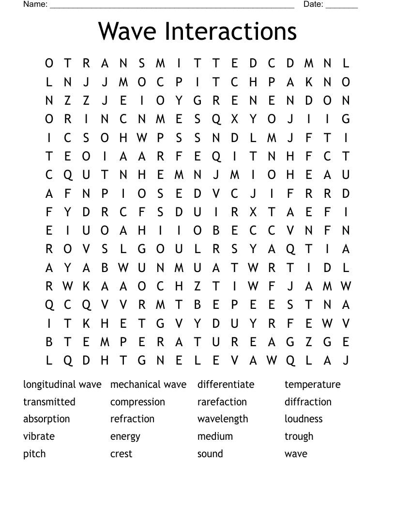 Wave Interactions Word Search