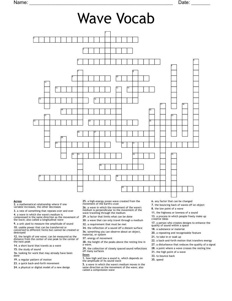 Wave Vocab Crossword