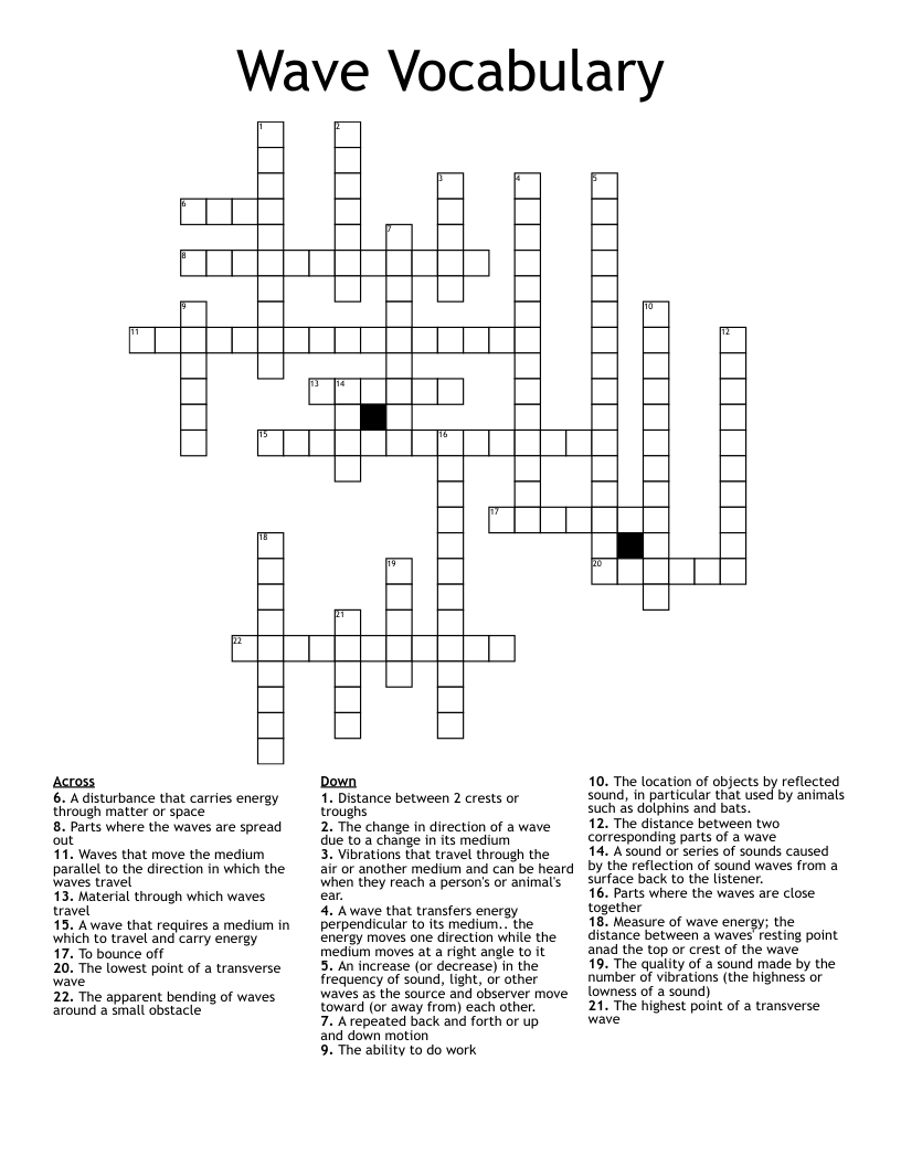 Wave Vocabulary Crossword