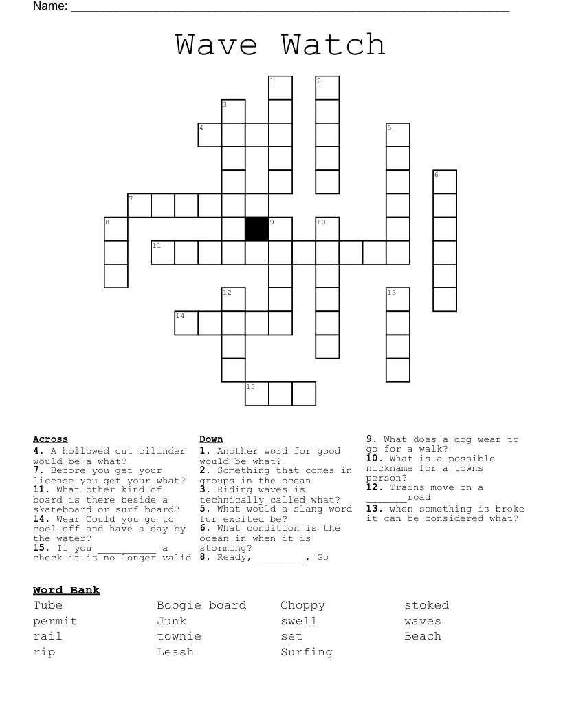 Wave Watch Crossword