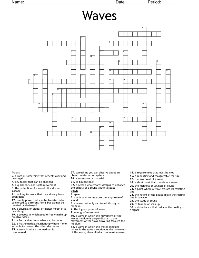 Waves Crossword