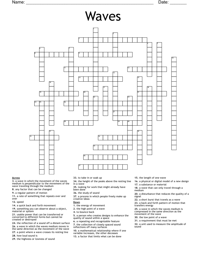 Waves Crossword
