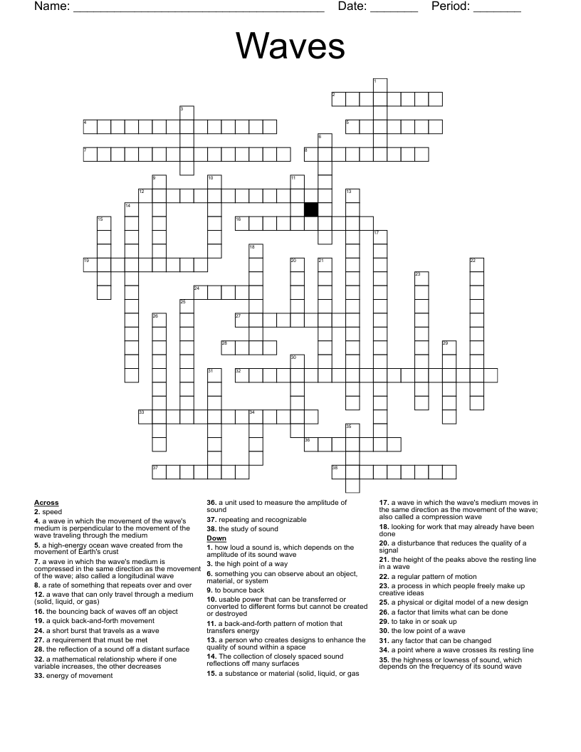 Waves Crossword