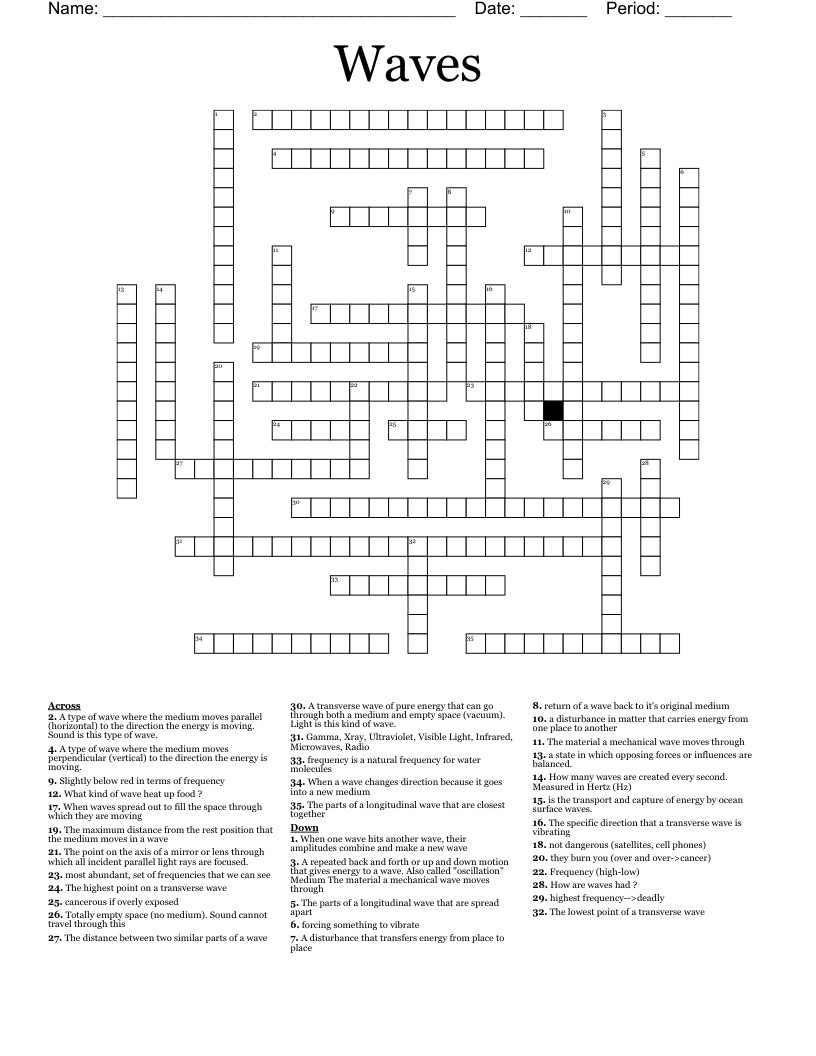 Waves Crossword