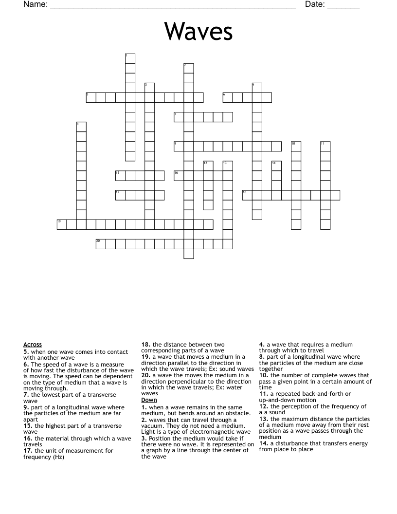 Waves Crossword