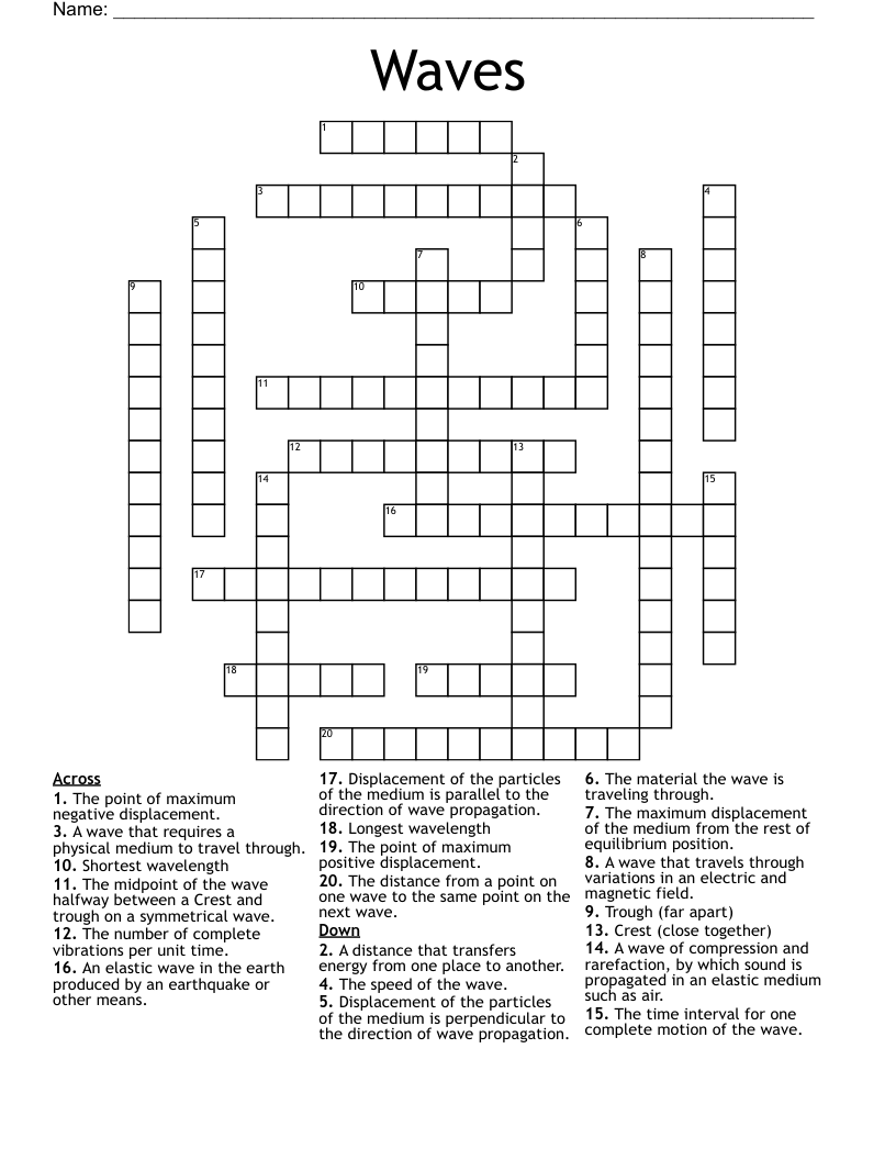 Waves Crossword
