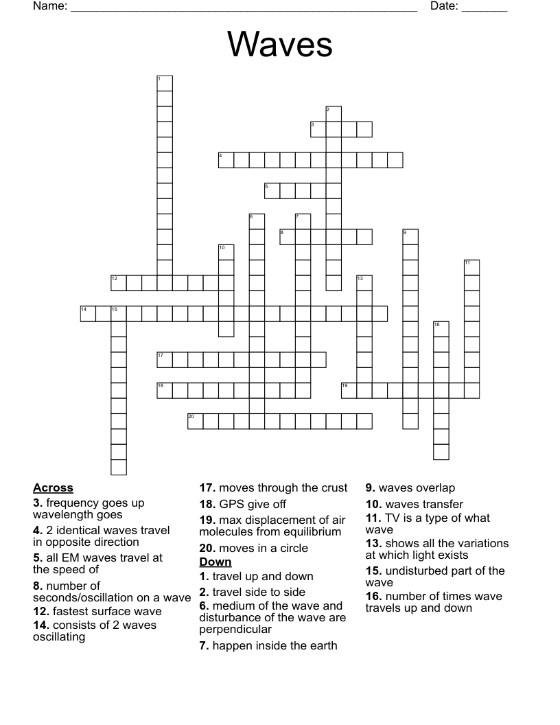 Waves Crossword