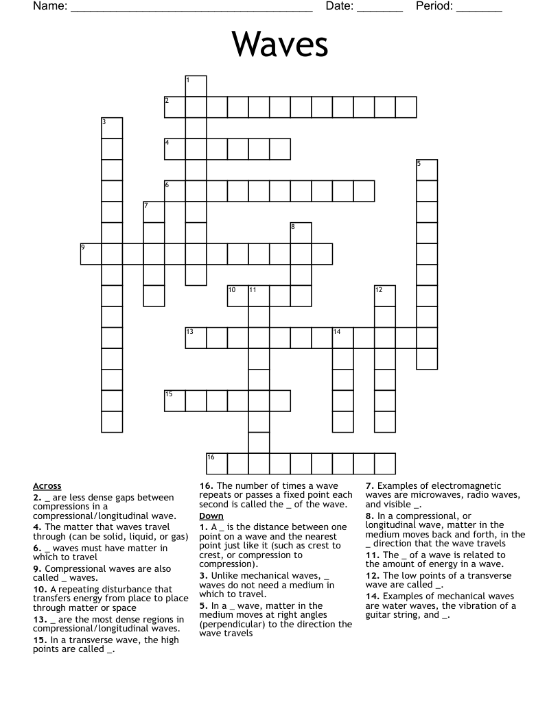 Waves Crossword