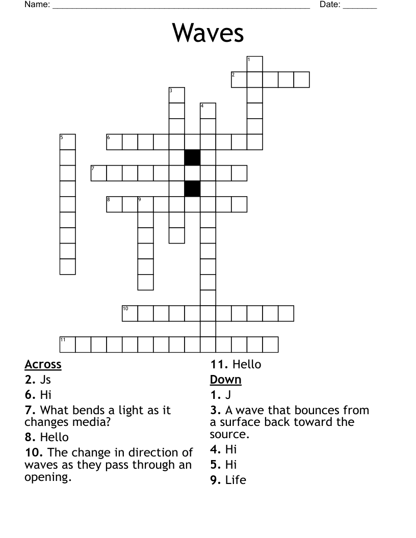 Waves Crossword