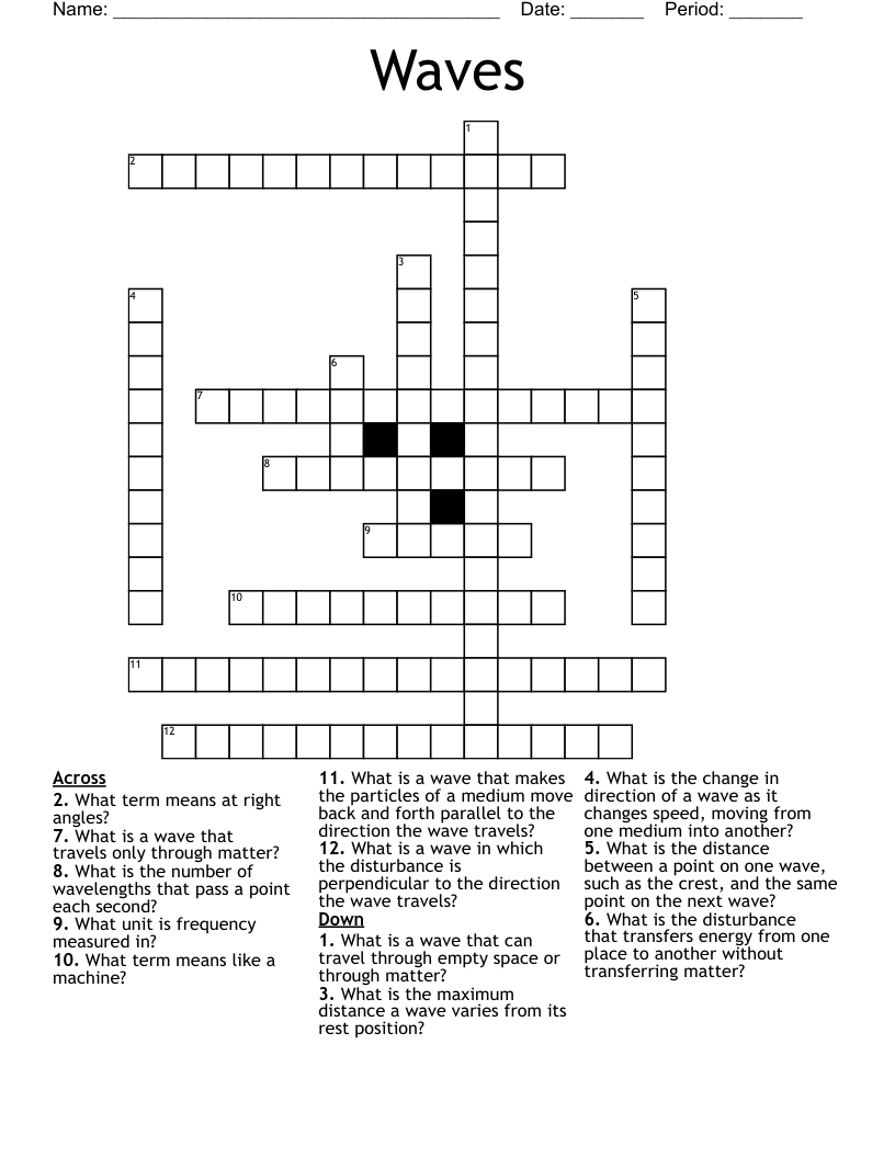 Waves Crossword
