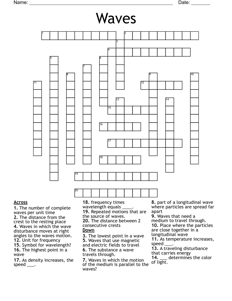 Waves Crossword
