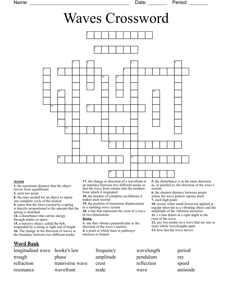 Waves Crossword