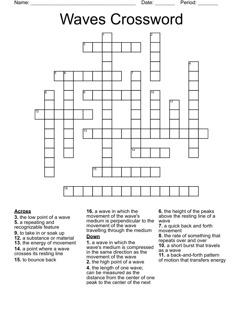 Waves Crossword
