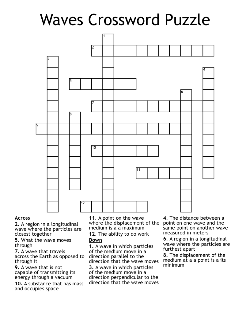 Waves Crossword Puzzle