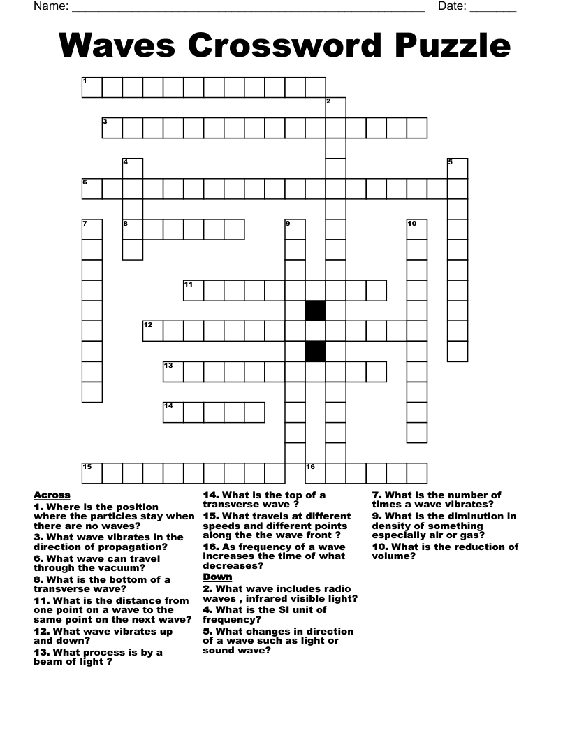 Waves Crossword Puzzle