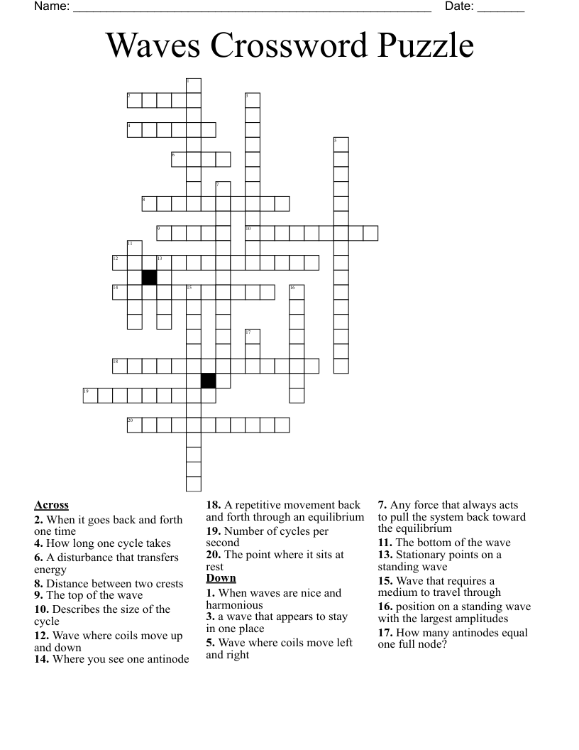 Waves Crossword Puzzle 
