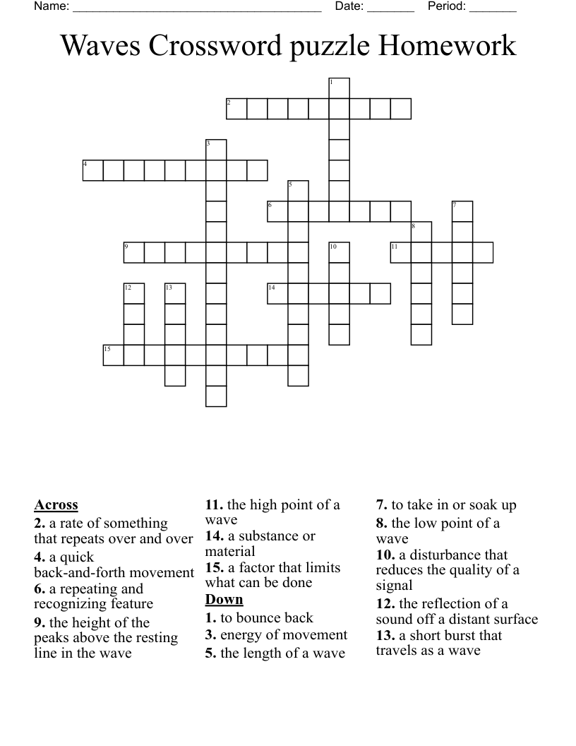Waves Crossword puzzle Homework