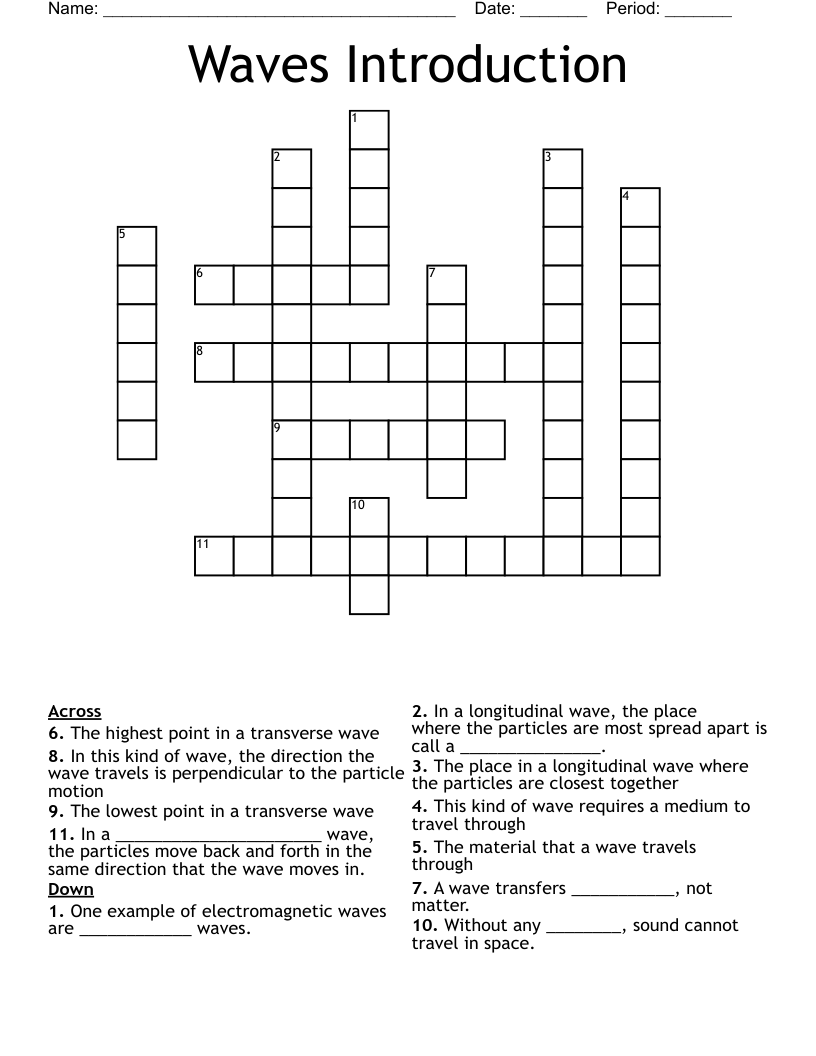 Waves Introduction Crossword