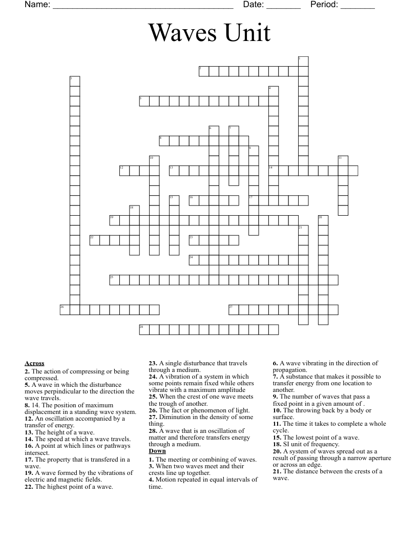 Waves Unit  Crossword