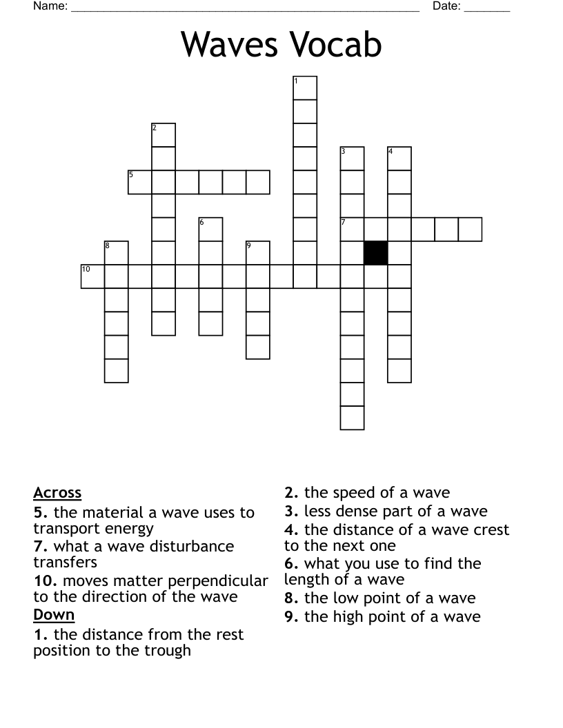 Waves Vocab Crossword