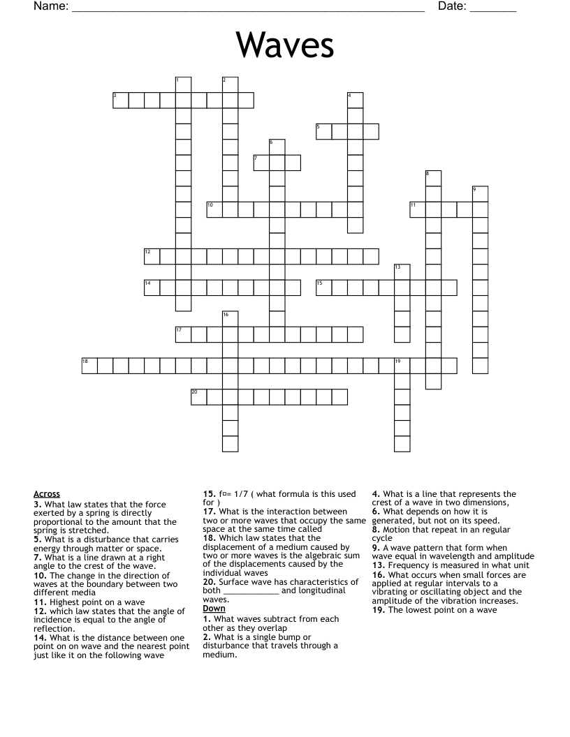 Waves  Crossword