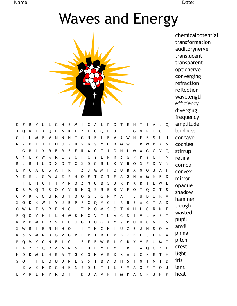 Waves and Energy Word Search