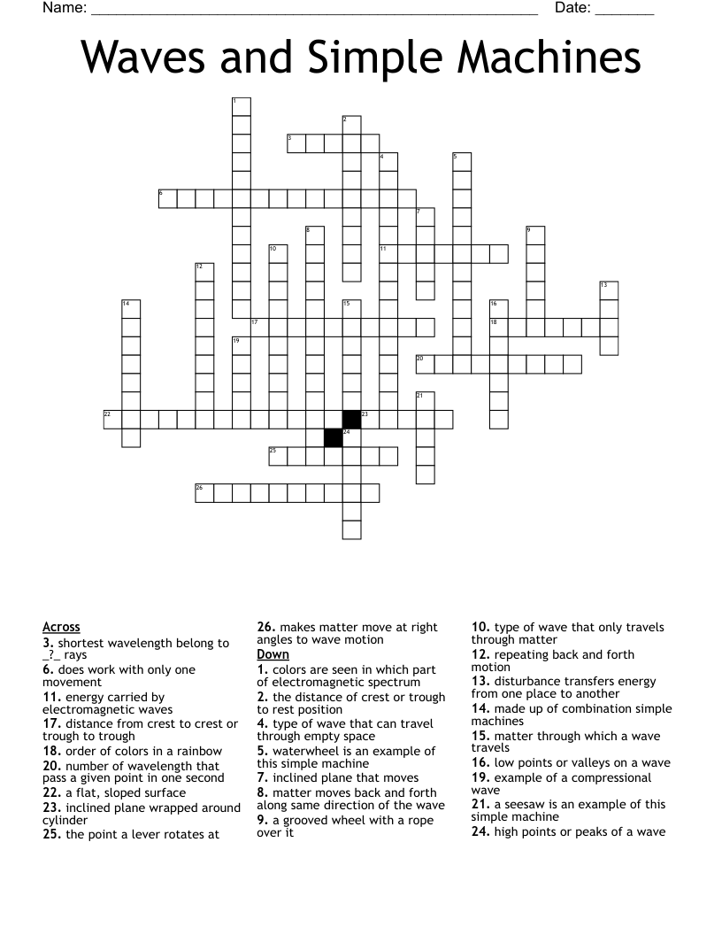 Waves and Simple Machines Crossword