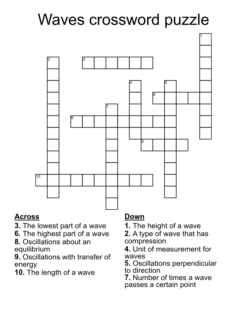 Waves crossword puzzle
