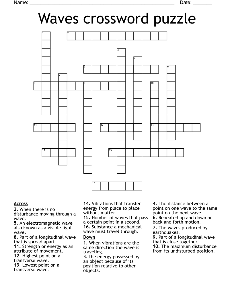 Waves crossword puzzle