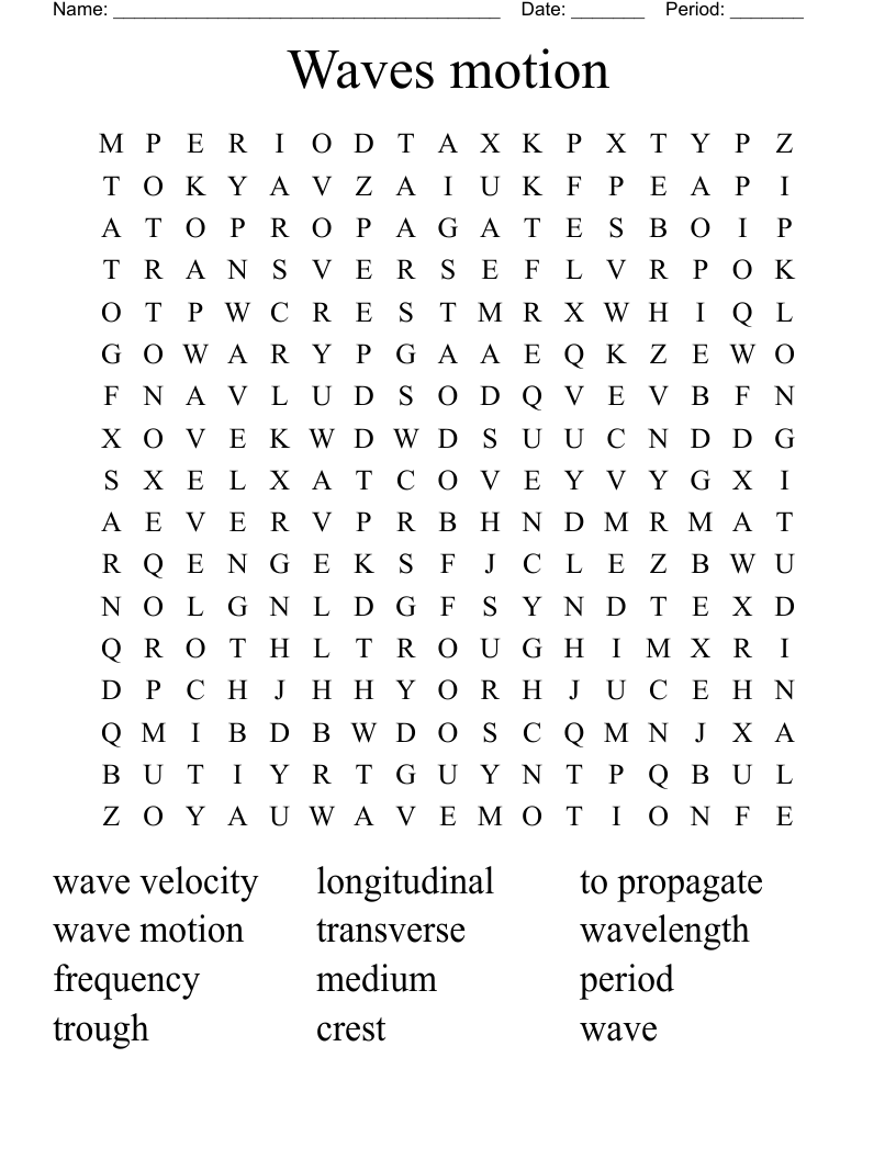 Waves motion Word Search