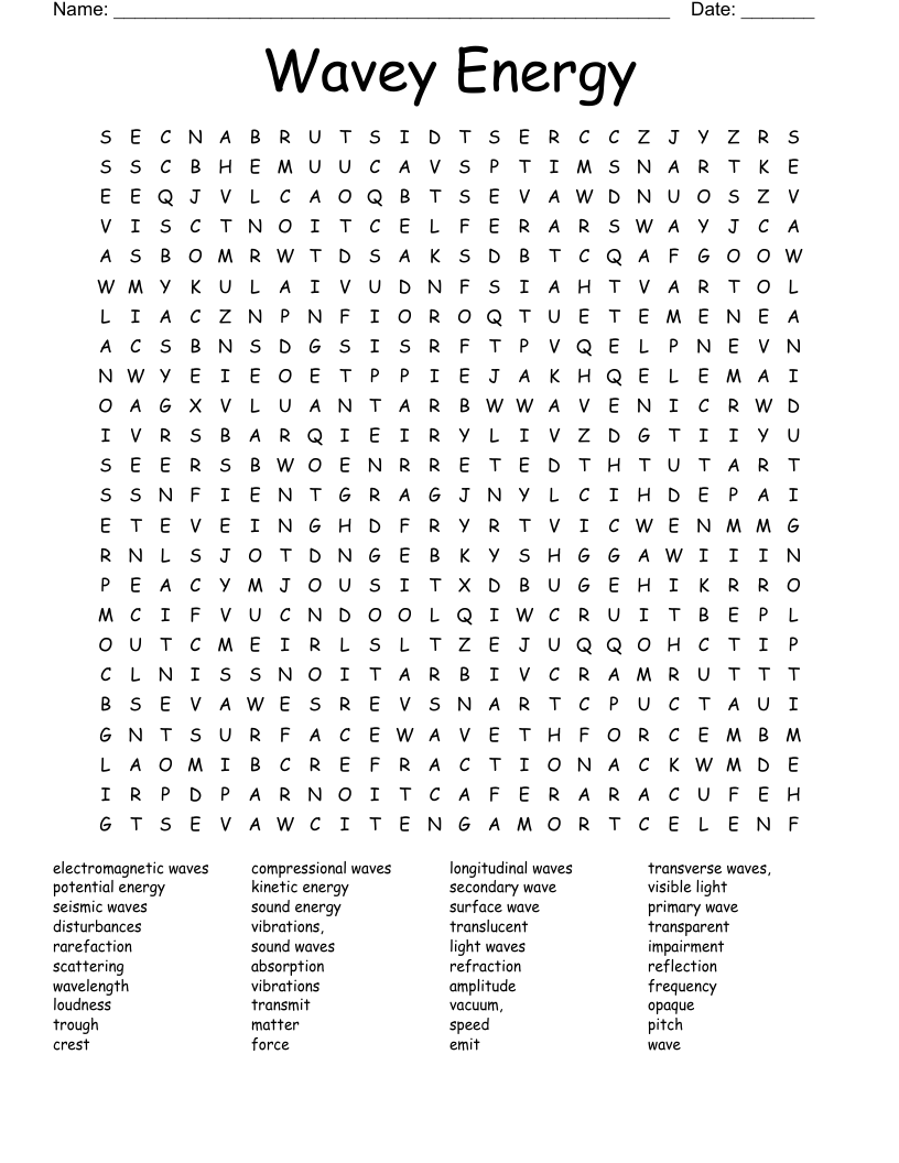 Wavey Energy Word Search